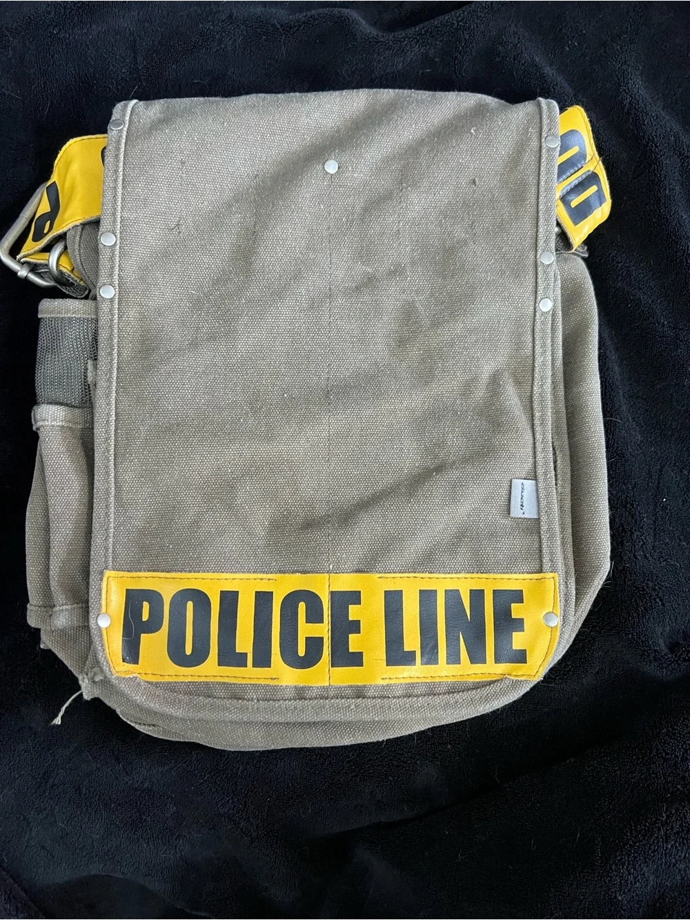 Ducti Messenger Bag - Canvas Messenger Bag with Yellow 'Police Line'